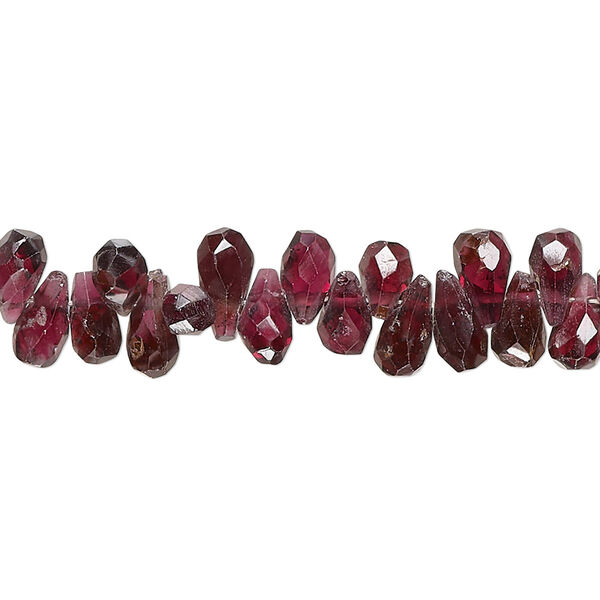 Bead, rhodolite garnet (natural), 7x4mm-10x5mm hand-cut top-drilled faceted teardrop, C grade, Mohs hardness 7 to 7-1/2. Sold per 15-inch strand. image number 0