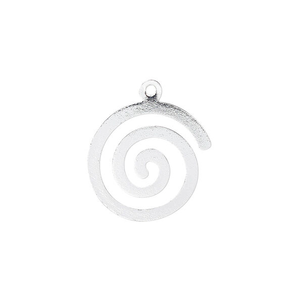 Drop, silver-plated steel, 18mm two-sided swirl. Sold per pkg of 10. image number 0