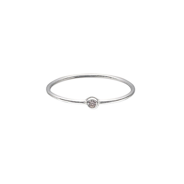 Ring, Create Compliments®, cubic zirconia and sterling silver, pink, 3mm wide, size 9. Sold individually. image number 0