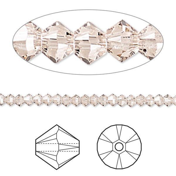 Bead 144pk light silk, Crystal Passions® 3mm bicone 5328 image number 0
