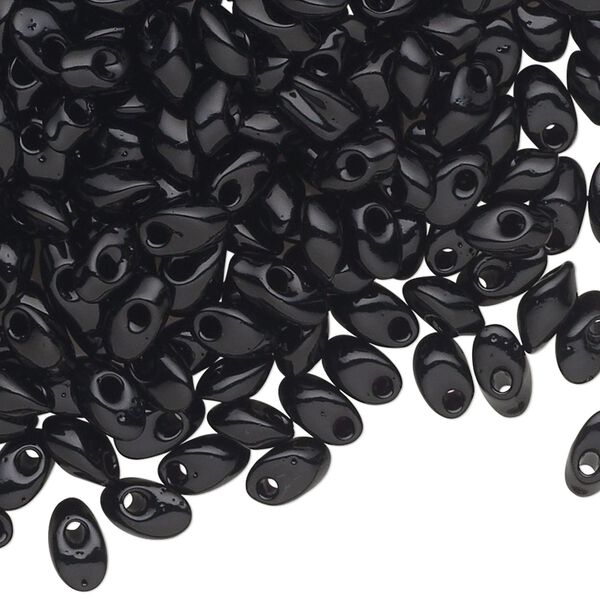 Seed bead, Miyuki, glass, pkg/250g, 7x4mm long magatama, opaque black (LMA-401). image number 0