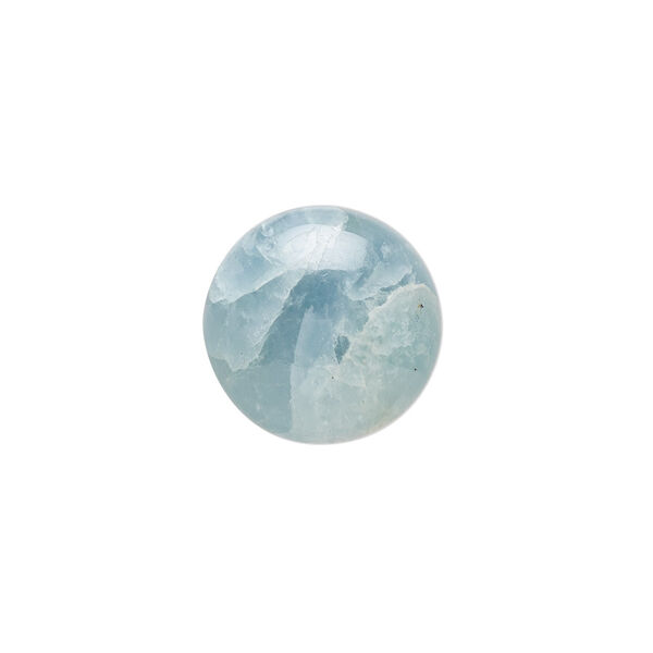Cabochon, aquamarine (heated), 16mm hand-cut calibrated round, C grade, Mohs hardness 7-1/2 to 8. Sold individually. image number 0