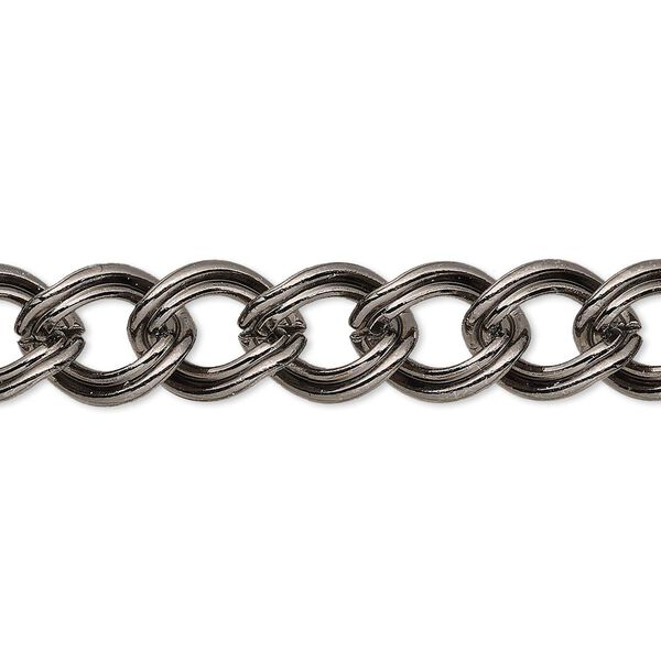 Chain 1pkg1 gunmetal-plated curb, 9.5mm double, brass 5 foot unfinished image number 0