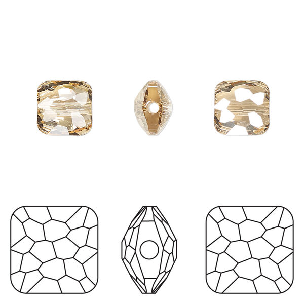 Bead 1pkg4 crystal golden shadow, Crystal Passions® 8mm puffed square 5035 image number 0
