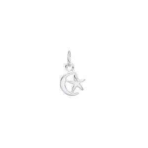 Charm, sterling silver, 7mm moon and star. Sold individually.