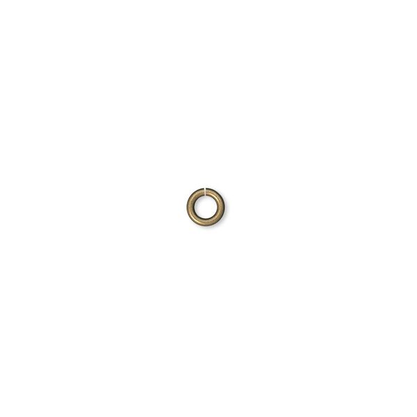 Jump ring, antique gold-plated brass, 4mm round, 2.4mm inside diameter, 20 gauge. Sold per pkg of 100. image number 0