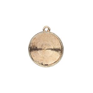 Drop, Almost Instant Jewelry®, antique gold-plated pewter (tin-based alloy), 18mm round with 16mm rivoli setting. Sold individually.