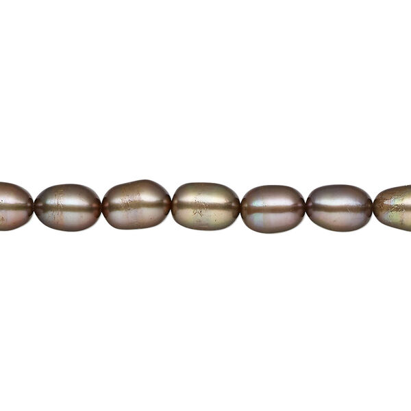 Pearl, cultured freshwater (dyed), antique bronze, 5-6mm rice, C grade, Mohs hardness 2-1/2 to 4. Sold per 15-inch strand. image number 0