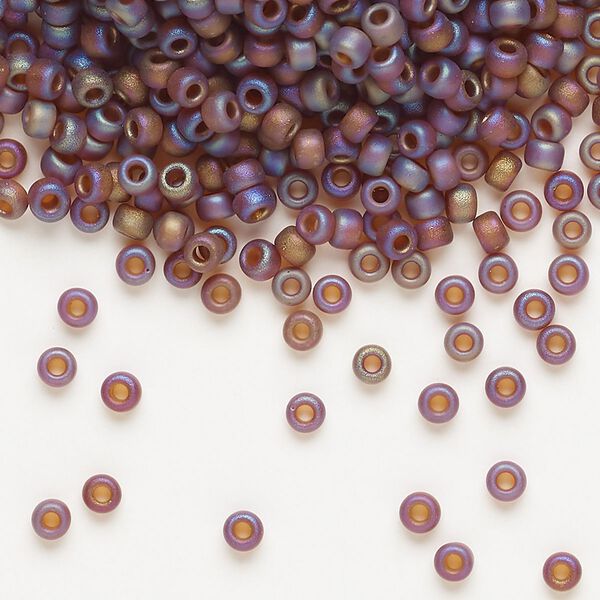 Seed bead, Miyuki, glass, pkg/250g, #8 rocaille, translucent matte rainbow dark topaz (RR-134FR). image number 0