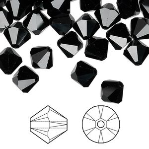 Bead 288pk jet, Swarovski® 8mm XILION bicone 5328