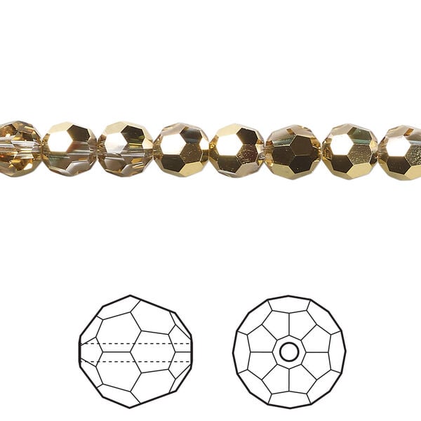 Bead 1pkg360 crystal aurum, Swarovski®, 6mm faceted round 5000 image number 0