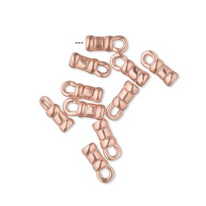 Crimp end, JBB Findings, copper-plated brass, 6x3.5mm tube with loop, 2mm inside diameter. Sold per pkg of 10.