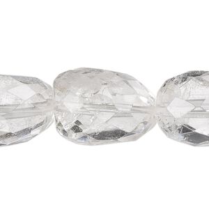 Quartz crystal 1pkg1, hand-faceted tumbled nugget bead natural 15.5-16 inch large