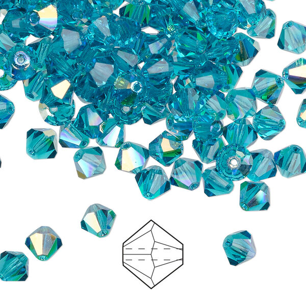 Bead 144pk blue zircon AB, Preciosa Czech crystal 5mm bicone image number 0