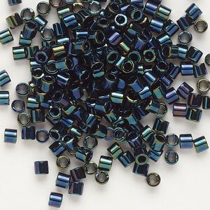 Seed bead, Delica®, glass, pkg/50g, #8 round, opaque metallic iris dark blue (DBL-0002).