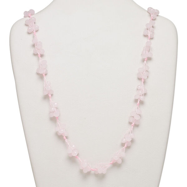 Necklace, glass and nylon cord, pink, 8x6mm faceted rondelle, 32-inch continuous loop. Sold individually. image number 0