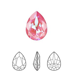 Fancy stone 1pk crystal lotus pink DeLite, Crystal Passions® 18x13mm pear 4320