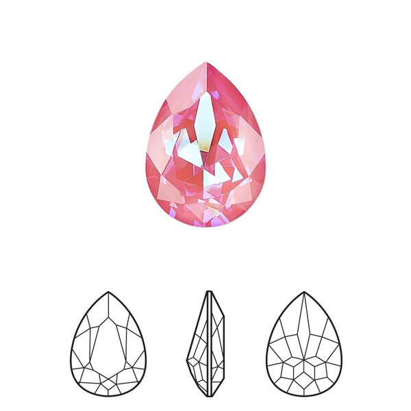 Fancy stone 1pk crystal lotus pink DeLite, Crystal Passions® 18x13mm pear 4320 image number 0
