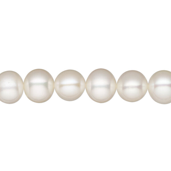 Pearl, White Lotus™, cultured freshwater (bleached), white, 8-9mm semi-round, B grade. Sold per 15-1/2" to 16" strand. image number 0