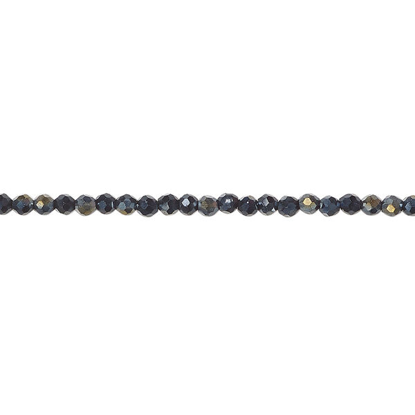 Glass 1pkg1, faceted round bead 14 inch transparent black AB 2mm image number 0