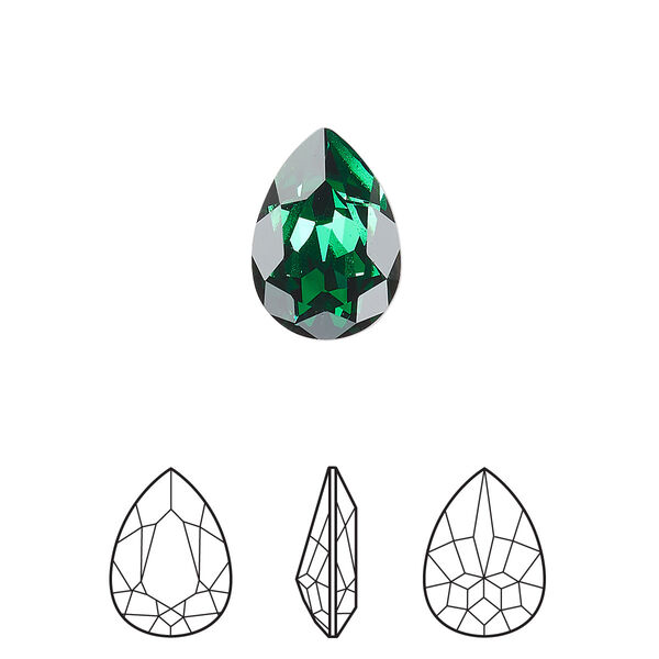 Fancy stone 1pk majestic green foil back, Crystal Passions® 14x10mm pear 4320 image number 0
