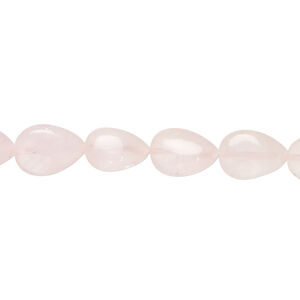Rose quartz 1pkg1, puffed teardrop bead natural, 15 inch 10x8mm
