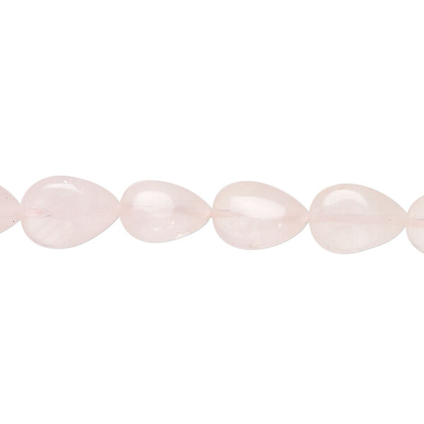 Rose quartz 1pkg1, puffed teardrop bead natural, 15 inch 10x8mm image number 0