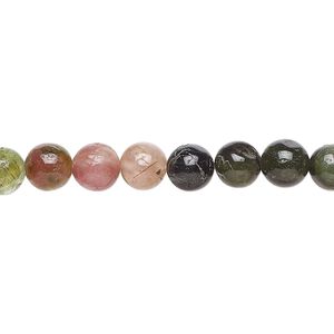 Multi-tourmaline 1pkg1, hand-cut round bead natural 15 inch 6-7mm