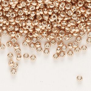 Seed bead, Miyuki, glass, pkg/25g, #11 rocaille, opaque galvanized champagne, (RR-1072L).