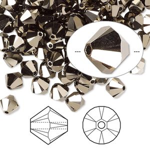 Bead 144pk crystal metallic light gold 2X, Crystal Passions® 6mm bicone 5328