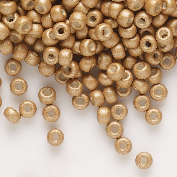 Seed bead, Miyuki, glass, pkg/25g, #6 rocaille, opaque matte galvanized mead, (RR-2082). image number 0
