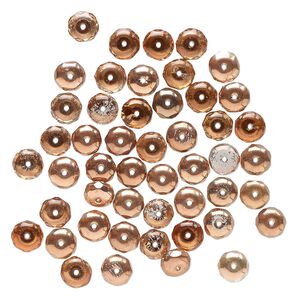 Bead, Czech glass, translucent and transparent clear with half-coat copper, 6x4mm faceted rondelle. Sold per pkg of 50.