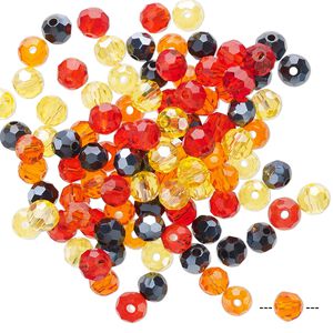 Bead mix 100pk 32 facets fire, Celestial Crystal® 4mm round