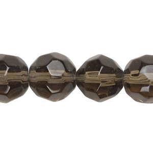 Bead, glass, translucent smoke, 13-14mm faceted round. Sold per 13-inch strand, approximately 25 beads.