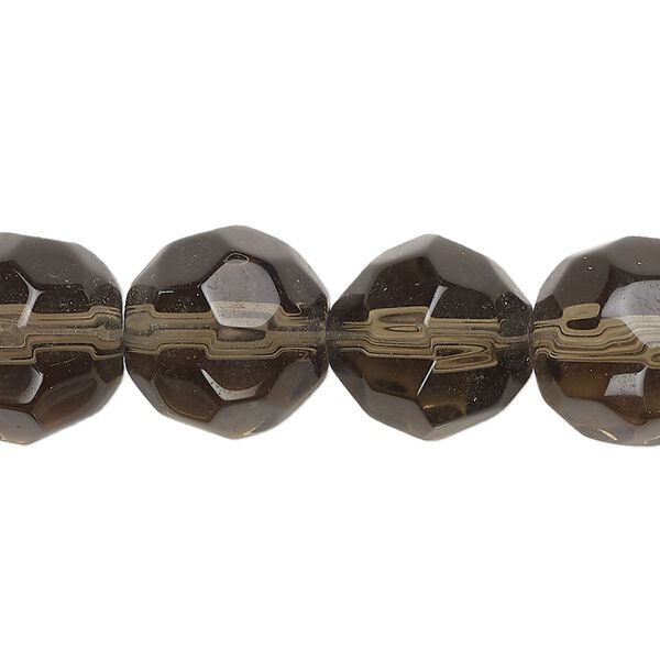 Bead, glass, translucent smoke, 13-14mm faceted round. Sold per 13-inch strand, approximately 25 beads. image number 0