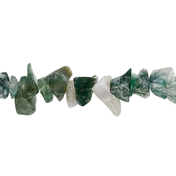 Bead 1pk moss agate, natural, medium chip 32 inch image number 0