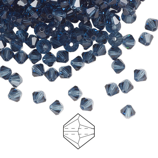 Bead 48pk Montana, Preciosa Czech crystal 4mm bicone image number 0