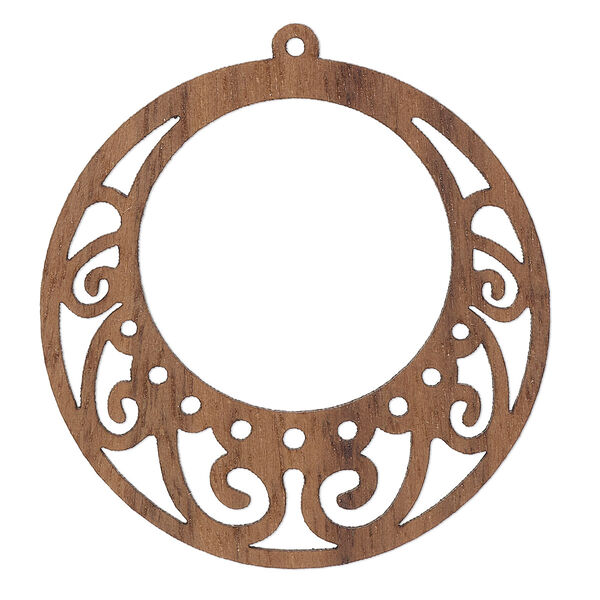 Focal, black walnut (natural), 38mm single-sided laser-cut go-go with cutout swirl design. Sold individually. image number 0