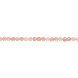 Peach moonstone 1pkg1, faceted semi-round bead natural 15 inch 2-2.5mm