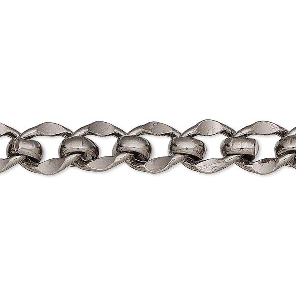 Chain, gunmetal-plated brass, 8mm long and short. Sold per 50-foot spool. image number 0