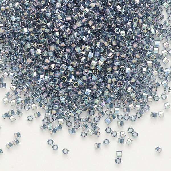 Seed bead, Delica®, glass, pkg/250g, #11 cut, translucent rainbow glazed luster blue grey (DBC-0111). image number 0