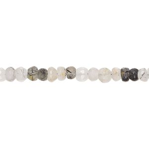 Tourmalinated quartz 1pkg1, hand-cut faceted rondelle bead natural 10 inch 4x2mm-5x4mm