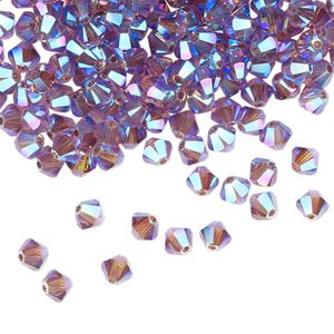 Bead 144pk iris AB 2X, Crystal Passions® 4mm bicone 5328
