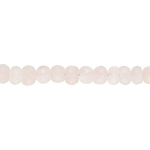 Rose quartz 1pkg1, hand-cut faceted rondelle / round bead natural 14 inch 6x4mm / 5-6mm