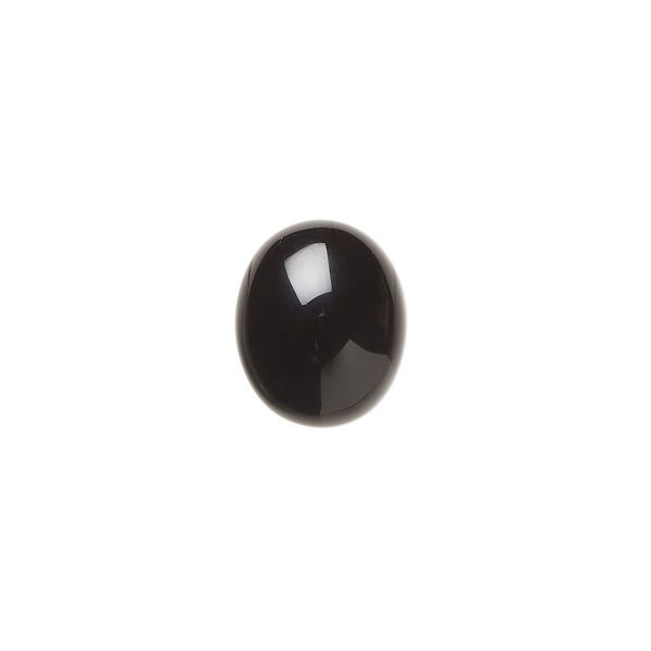 Cabochon, black onyx (dyed), 12x10mm calibrated oval, B grade, Mohs hardness 6-1/2 to 7. Sold per pkg of 6. image number 0