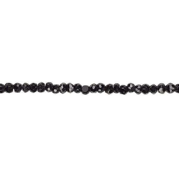 Black onyx 1pkg1, hand-cut faceted rondelle bead 13 inch 2x1mm-3x2mm image number 0