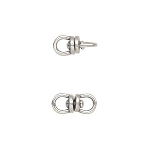 Link, JBB Findings, antique silver-plated brass, 13.5x6mm with center swivel. Sold per pkg of 2.