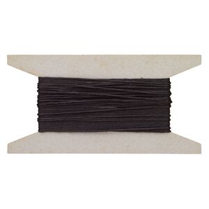 Cord, nylon, black, 1mm round. Sold per 25-foot card.