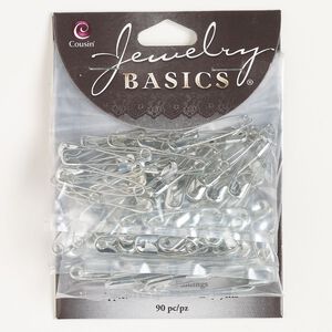 Safety pin assortment, steel, pkg/90, 1 inch to 1-1/2 inches, antique silver finish.