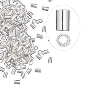 Crimp, sterling silver, 3x2mm cut tube with heavy wall, 1mm inside diameter. Sold per pkg of 100.